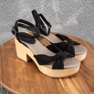 Miss Albright Philadelphia Womens Black Wooden Heels Sz 6